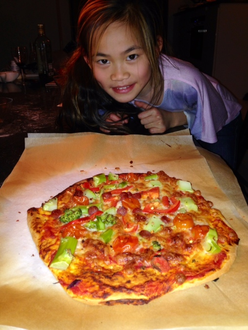 Mei Mei and her Pizza - sorry to Olivia who ate her pizza so fast I did not get a picture!